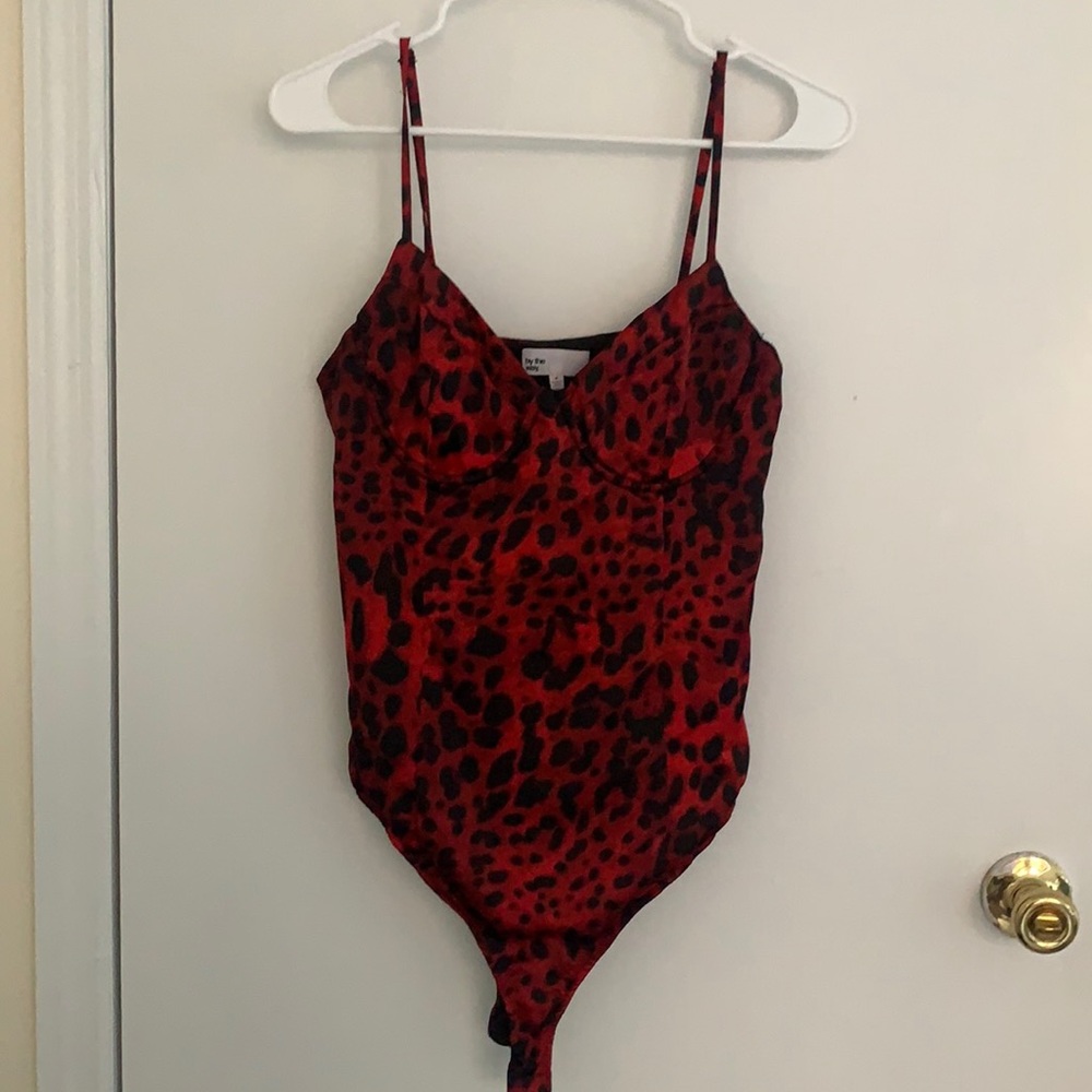 Red leopard bodysuit from by the way.